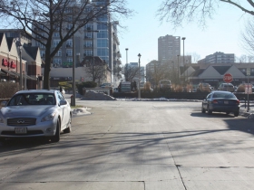 East Pointe Marketplace interrupts Jackson Street between Ogden and Lyon streets