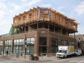 The construction of Prospect Mall Apartments.