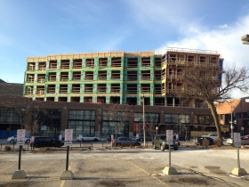 The construction of Prospect Mall Apartments is nearing completion.