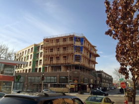 Construction of Prospect Mall Apartments continues.