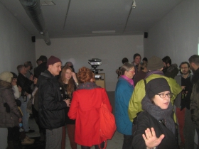 The projector takes center stage at the Green Gallery East for the Gavin Brown installation.