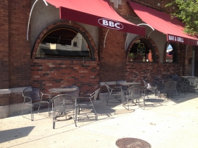 Sidewalk seating at the BBC