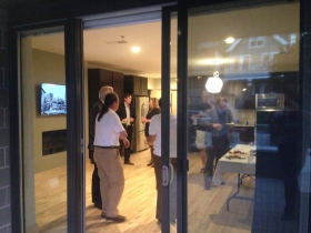Looking into the studio.