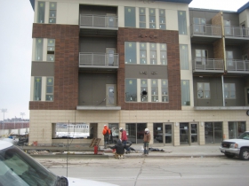Working on the sidewalks.