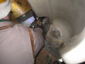 Russ Klisch removing the walk-in urinal