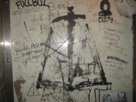 Bathroom wall at Jamo's