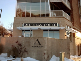 Alderaan Coffee Storefront Rendering.