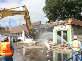 The building at 1400 W. Wells St. undergoing demolition.