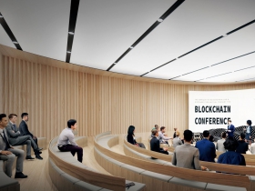 Pitch stage for students to share ideas with industry, investors and the community