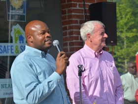 Executive Director of Near West Side Partners Keith Stanley and Mayor Tom Barrett