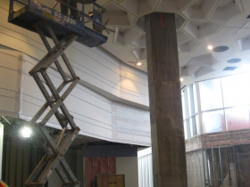 Installing the lights.