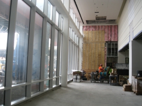 Glass wall.