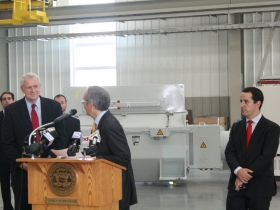 Mayor Tom Barrett, U.S. Energy Secretary Steven Chu, and Ingeteam U.S. CEO Aitor Sotes