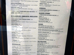 Locavore menu.