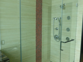 Walk in shower.