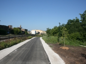 The Hank Aaron State Trail runs through Three Bridges Park.