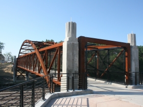 This bridge takes you from the park to The Domes.