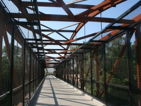 Crossing the bridge.