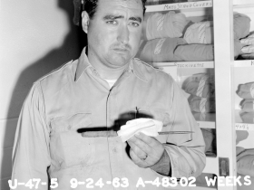 Unknown (American, 20th century), [Weeks Stabbing in the Gym 9-24-63], from the San Quentin Prison Archive, 1963, printed 2018. Inkjet print.