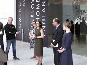 Dr. Marcelle Polednik, introduces  Brandon Ruud, Abert Family Curator of American Art; and Elizabeth Athens, exhibition co-curator, Worcester Art Museum