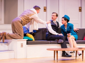 L-R: Ryan Schabach as Robert, Brian J. Gill as Bernard, Amber Smith as Gabriella