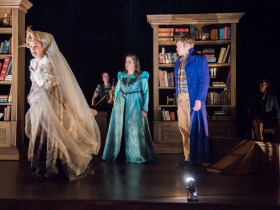 Deborah Staples as Miss Havisham, Karen Estrada as Estella, Josh Krause as Pip