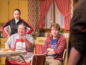 L-R: Greta Wohlrabe as Beverly Nowak, Raeleen McMillion as Clara Nowak, Josh Krause as Jimmy Nowak, Kat Wodtke as Ruth Nowak.