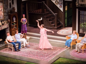 L-R: JJ Phillips as Spike, Carrie Hitchcock as Masha, Rána Roman as Cassandra, Elodie Senetra as Nina, Jenny Wanasek as Sonia, C. Michael Wright as Vanya