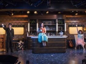 Milwaukee Repertory Theater presents The All Night Strut! in the Stackner Cabaret from November 9, 2018 – January 13, 2019.  Left to Right: Brian Russell Carey, Jonathan Spivey, Katherine Thomas, Kelley Faulkner, Nygel D. Robinson