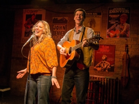 Milwaukee Repertory Theater presents the world premiere production of Back Home Again: On The Road With John Denver in the Stackner Cabaret Sept 11 to Nov 8, 2015. Left to right: Katie Deal and David Lutken.