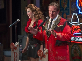 Erin Parker as Debbie and Michael Accardo as Doyle in Milwaukee Repertory Theater’s 2014/15 Stackner Cabaret production of The Doyle & Debbie Show. Photo by Michael Brosilow.