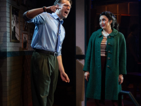 Milwaukee Repertory Theater presents Million Dollar Quartet at the Wilson Theater in Vogel Hall at Marcus Performing Arts Center, April 22 – May 24, 2025. Pictured: Seth K Hale and Aja Alcazar