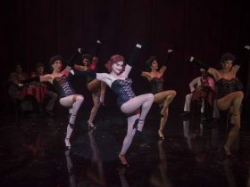 Milwaukee Repertory Theater presents Guys and Dolls in the Quadracci Powerhouse from September 19 to October 29, 2017. Left to Right: Tiffany Topol, NaTonia Monet, Kelley Faulkner, Annelyse Ahmad, Karilyn Ashley Surratt