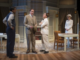 (L – R) – Gabriel Ruiz, Jonathan Gillard Daly, Chris O’Reilly and Kelley Faulkner in Milwaukee Repertory Theater’s 2014/15 Quadracci Powerhouse production of Harvey.