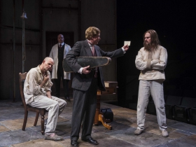 Milwaukee Repertory Theater presents Holmes and Watson in the Quadracci Powerhouse from November 14 to December 17, 2017. Left to Right:  Rex Young, Mark Corkins, Norman Moses and Grant Goodman.