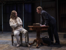 Milwaukee Repertory Theater presents Holmes and Watson in the Quadracci Powerhouse from November 14 to December 17, 2017. Left to Right:  Grant Goodman and Norman Moses.