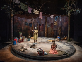 Milwaukee Repertory Theater presents Eclipsed in the Quadracci Powerhouse March 3 – March 29, 2020. Left to right: Jacqueline Nwabueze, Matty Sangare and Sola Thompson.