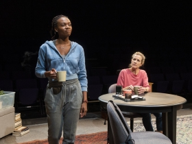 Milwaukee Repertory Theater presents The Niceties in the Stiemke Studio September 25 – November 3, 2019. Left to right: Kimber Sprawl and Kate Levy