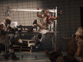 Milwaukee Repertory Theater presents Animal Farm in the Quadracci Powerhouse from January 9 through February 11, 2018. Left to Right: Melvin Abston, Stephanie Weeks.