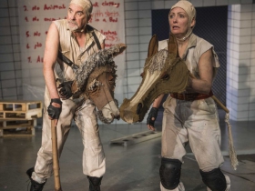 Milwaukee Repertory Theater presents Animal Farm in the Quadracci Powerhouse from January 9 through February 11, 2018. Left to Right: Jonathan Gillard Daly and Deborah Staples.