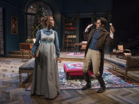 Milwaukee Repertory Theater presents Miss Bennet: Christmas at Pemberley in the Quadracci Powerhouse from November 13 – December 16, 2018.  Featuring Rebecca Hurd and Jordan Brodress.