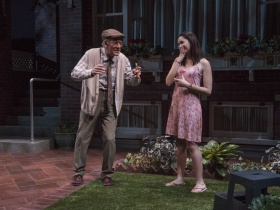 Milwaukee Repertory Theater presents the World Premiere of One House Over in the Quadracci Powerhouse from February 27 – March 25, 2018. Left to Right: Mark Jacoby and Zoë Sophia Garcia