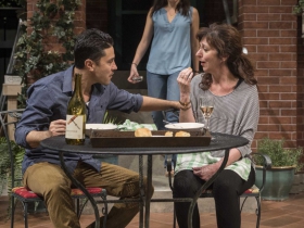 Milwaukee Repertory Theater presents the World Premiere of One House Over in the Quadracci Powerhouse from February 27 – March 25, 2018. Left to Right: Justin Huen, Zoë Sophia Garcia, Elaine Rivkin