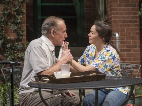 Milwaukee Repertory Theater presents the World Premiere of One House Over in the Quadracci Powerhouse from February 27 – March 25, 2018. Left to Right: Mark Jacoby and Zoë Sophia Garcia