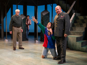 Milwaukee Repertory Theater presents Much Ado About Nothing in the Quadracci Powerhouse January 10 – February 12, 2023. Pictured: Jonathan Gillard Daly, Kenneth Hamilton, Mark Corkins