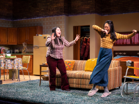 Milwaukee Repertory Theater presents The Heart Sellers in the Stiemke Studio February 7 – March 19, 2023. Pictured: Narea Kang and Nicole Javier