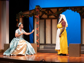Milwaukee Repertory Theater presents The Nativity Variations in the Quadracci Powerhouse November 16 – December 11, 2022. Pictured: Ryan Alvarado and Chiké Johnson.