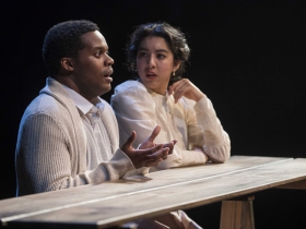 Milwaukee Repertory Theater presents Our Town in the Quadracci Powerhouse from April 10 – May 13, 2018. Left to Right: Di’Monte Henning and Cher Desiree Alvarez