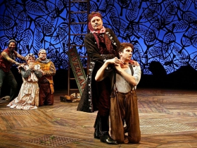 (L-R) José Restrepo, Andy Paterson, Nick Vannoy, Tom Story, and Noah Zachary in Milwaukee Repertory Theater’s 2014/15 Quadracci Powerhouse production of Peter and the Starcatcher.