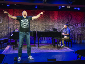 Milwaukee Repertory Theater presents Piano Men in the Stackner Cabaret January 7 – February 27, 2022. Pictured L-R: Steve Watts and Nygel D. Robinson